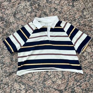 Navy and Gold Striped Kids Polo Shirt